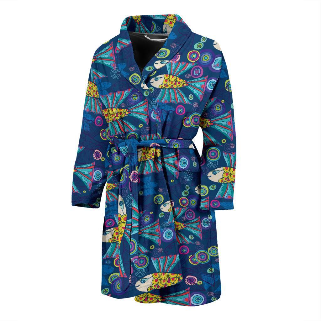 Flying Fish Pattern Print Design 01 Men Bathrobe-JORJUNE.COM