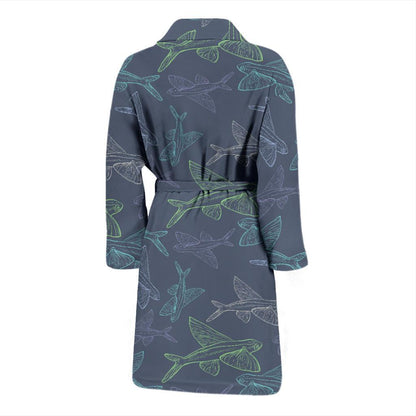 Flying Fish Pattern Print Design 02 Men Bathrobe-JORJUNE.COM