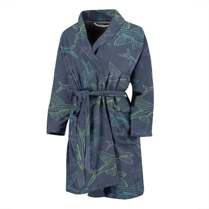 Flying Fish Pattern Print Design 02 Men Bathrobe-JORJUNE.COM