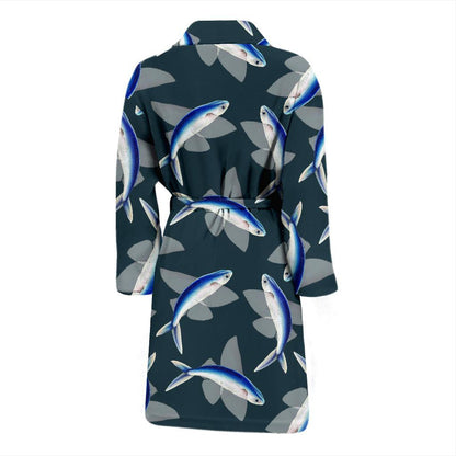 Flying Fish Pattern Print Design 04 Men Bathrobe-JORJUNE.COM