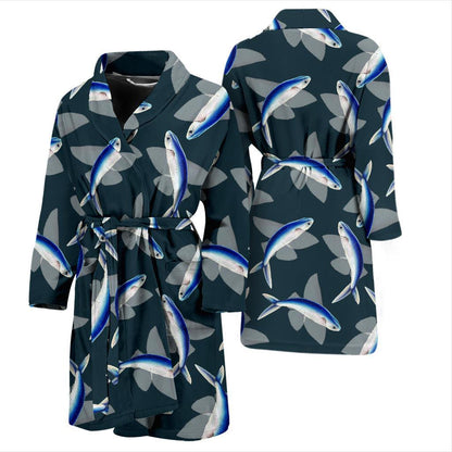 Flying Fish Pattern Print Design 04 Men Bathrobe-JORJUNE.COM