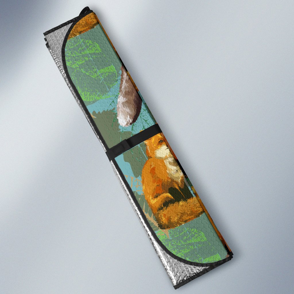 Fox Autumn Leaves Themed Car Sun Shade For Windshield