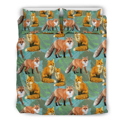 Fox Autumn Leaves Themed Duvet Cover Bedding Set