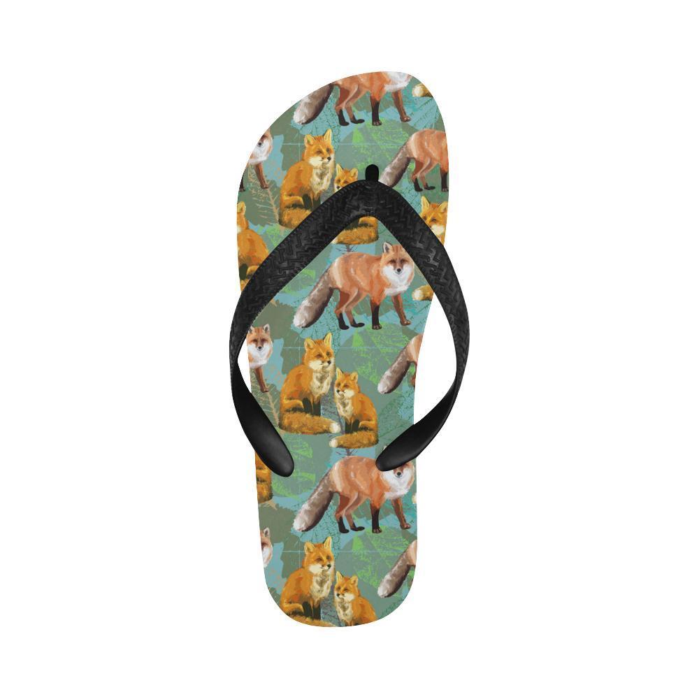 Fox Autumn leaves Themed Flip Flops-JTAMIGO.COM