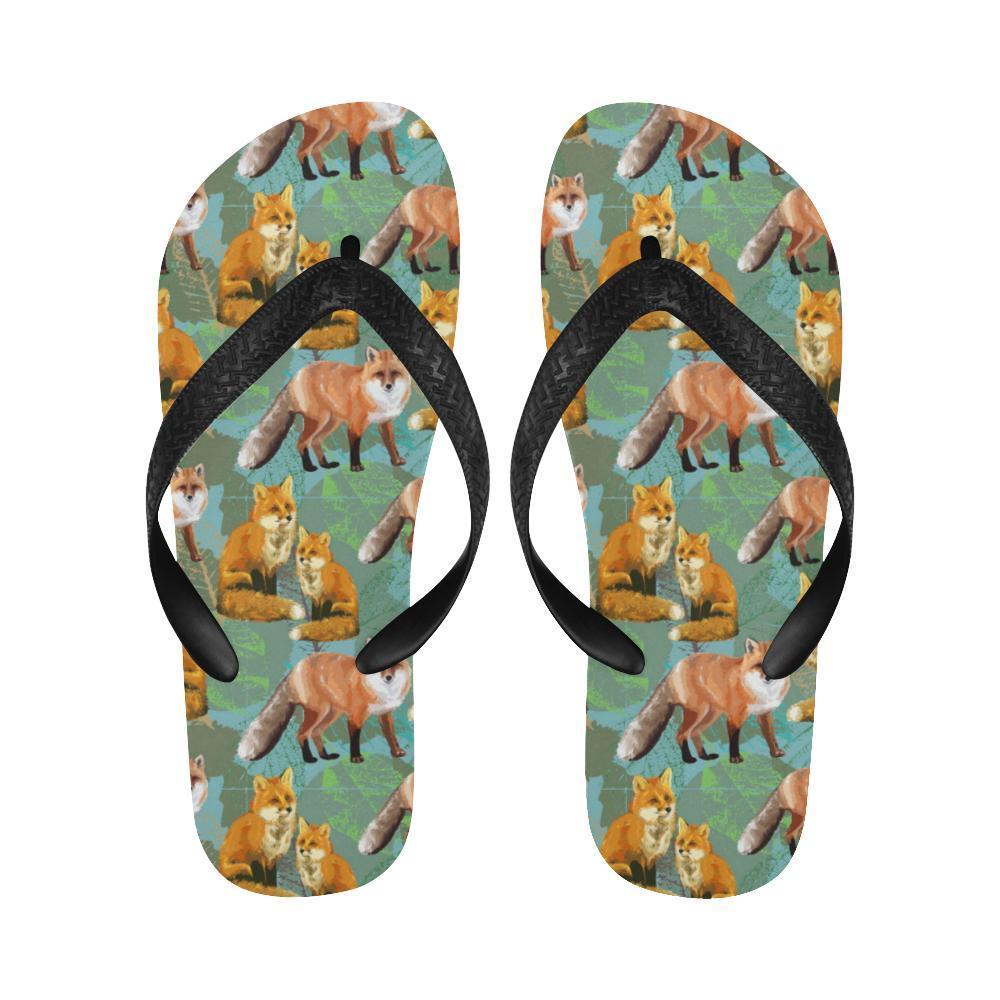 Fox Autumn leaves Themed Flip Flops-JTAMIGO.COM