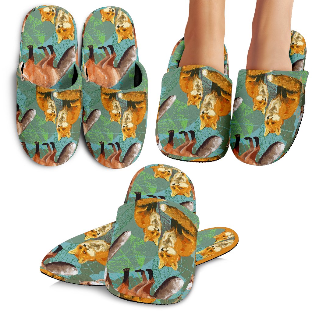 Fox Autumn leaves Themed House Slippers