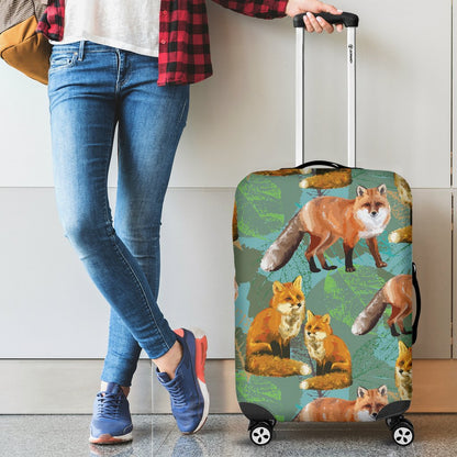 Fox Autumn Leaves Themed Luggage Cover Protector