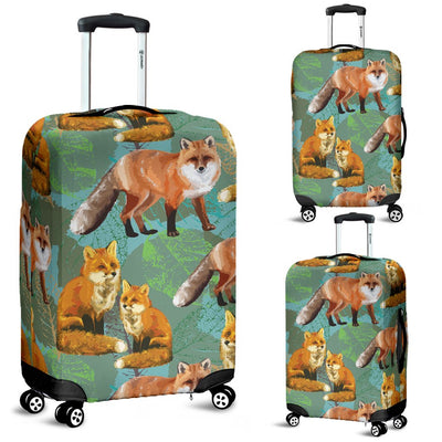 Fox Autumn Leaves Themed Luggage Cover Protector