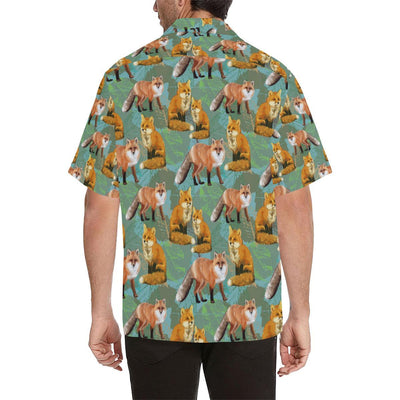 Fox Autumn leaves Themed Men Aloha Hawaiian Shirt