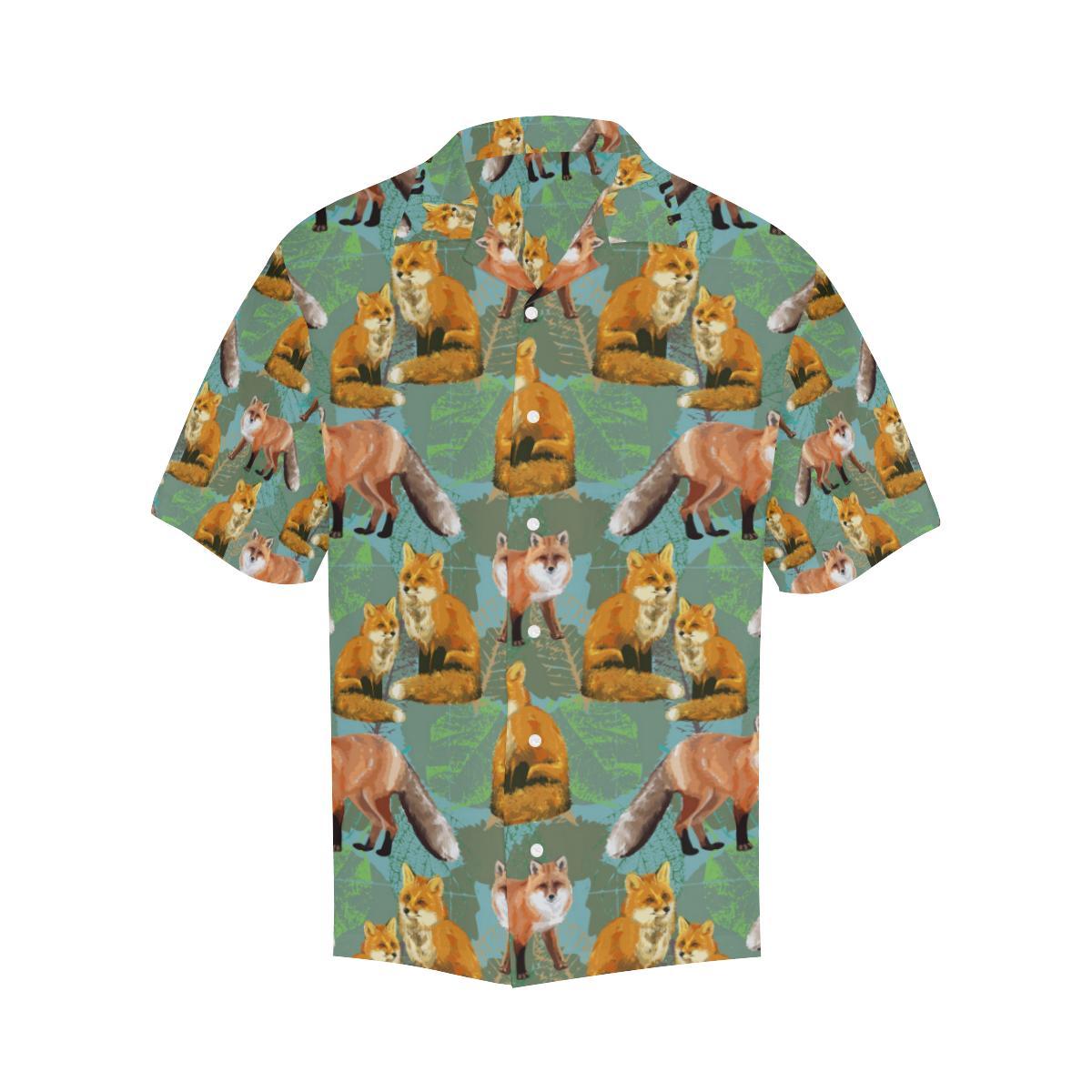 Fox Autumn leaves Themed Men Aloha Hawaiian Shirt