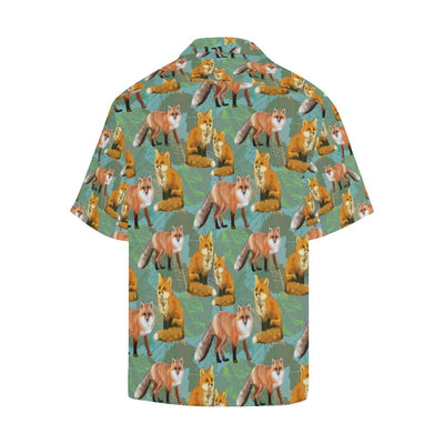Fox Autumn leaves Themed Men Aloha Hawaiian Shirt
