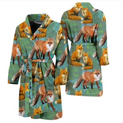 Fox Autumn leaves Themed Men Bath Robe-JTAMIGO.COM