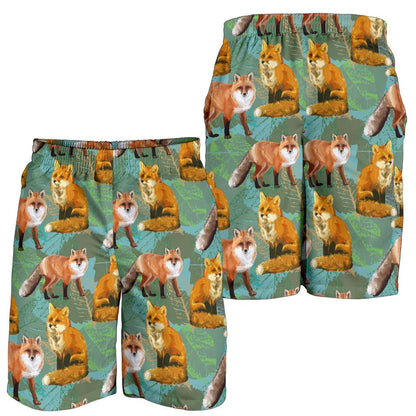Fox Autumn leaves Themed Mens Shorts-JTAMIGO.COM
