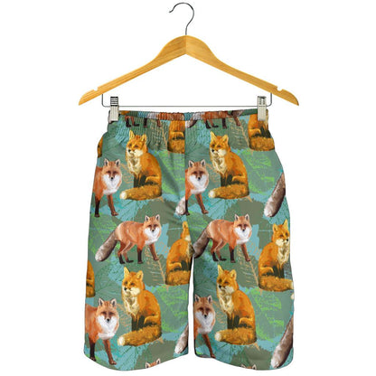Fox Autumn leaves Themed Mens Shorts-JTAMIGO.COM