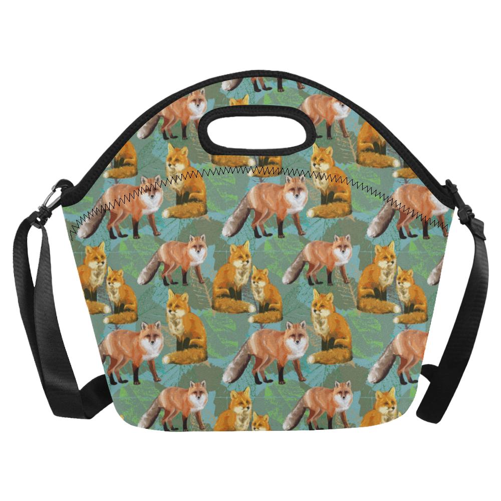 Fox Autumn leaves Themed Neoprene Lunch Bag (Model 1669)(Large)-JTAMIGO.COM
