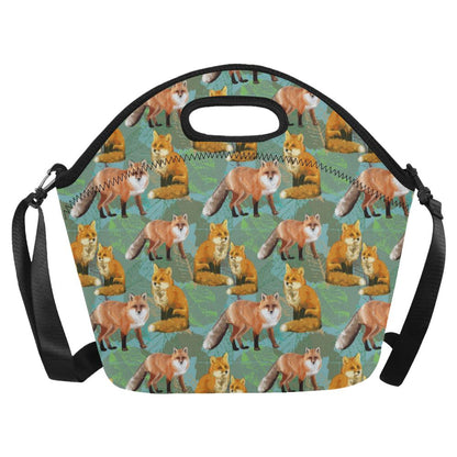 Fox Autumn leaves Themed Neoprene Lunch Bag (Model 1669)(Large)-JTAMIGO.COM