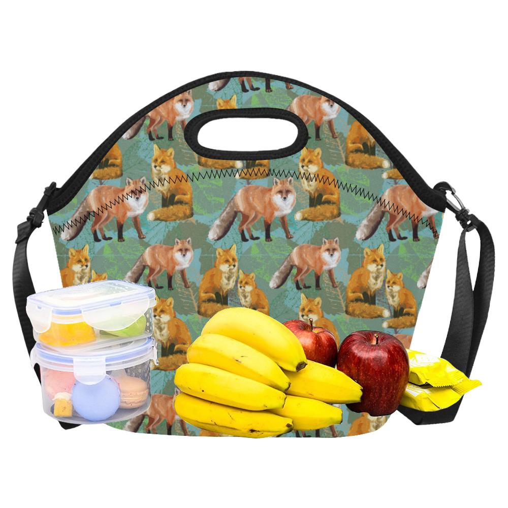 Fox Autumn leaves Themed Neoprene Lunch Bag (Model 1669)(Large)-JTAMIGO.COM
