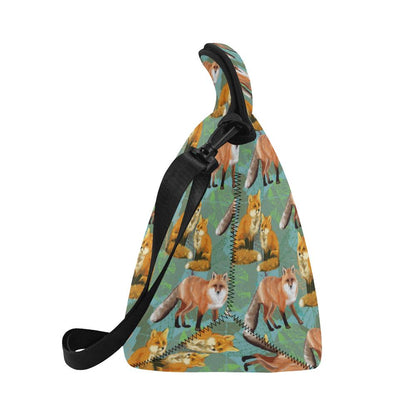 Fox Autumn leaves Themed Neoprene Lunch Bag (Model 1669)(Large)-JTAMIGO.COM