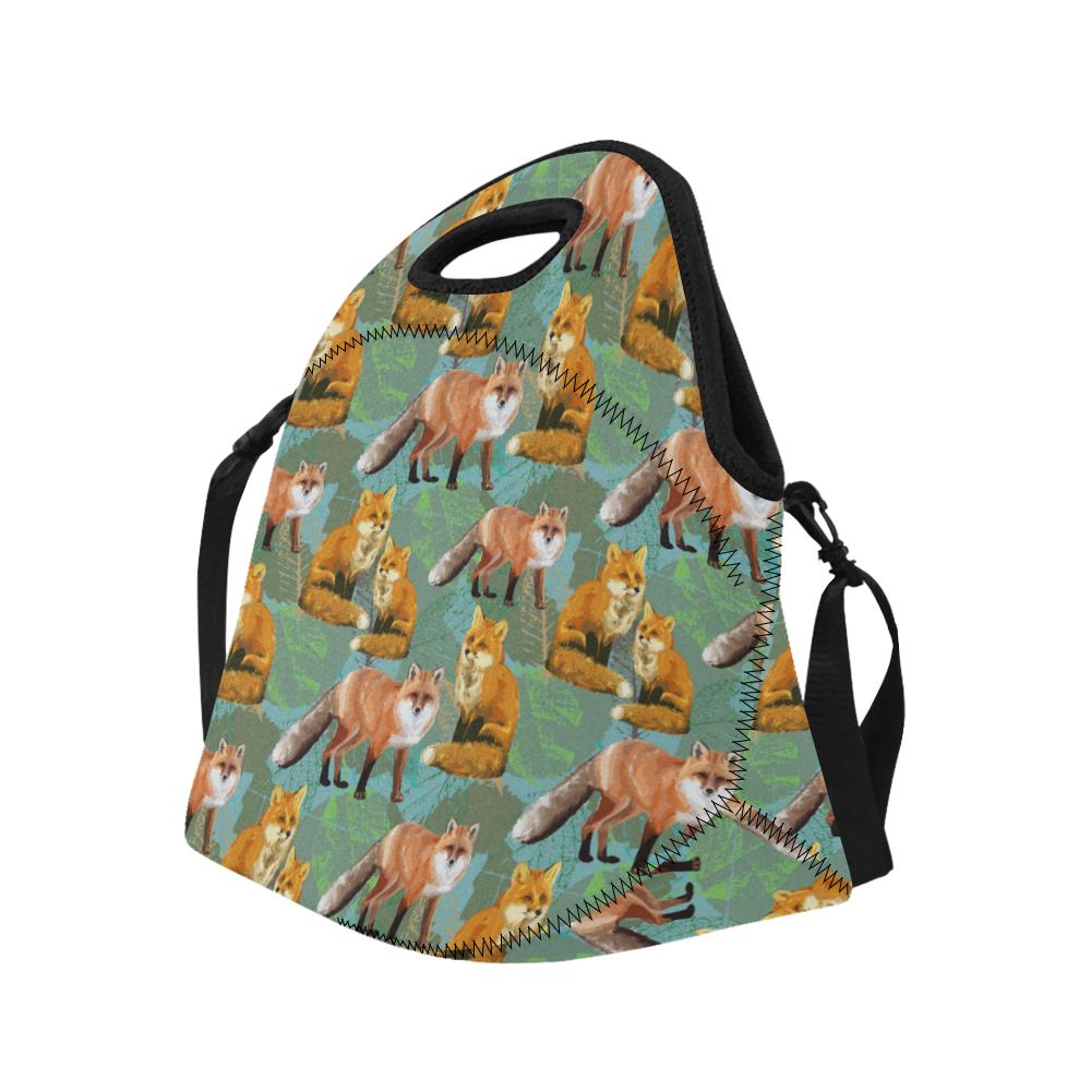 Fox Autumn leaves Themed Neoprene Lunch Bag (Model 1669)(Large)-JTAMIGO.COM