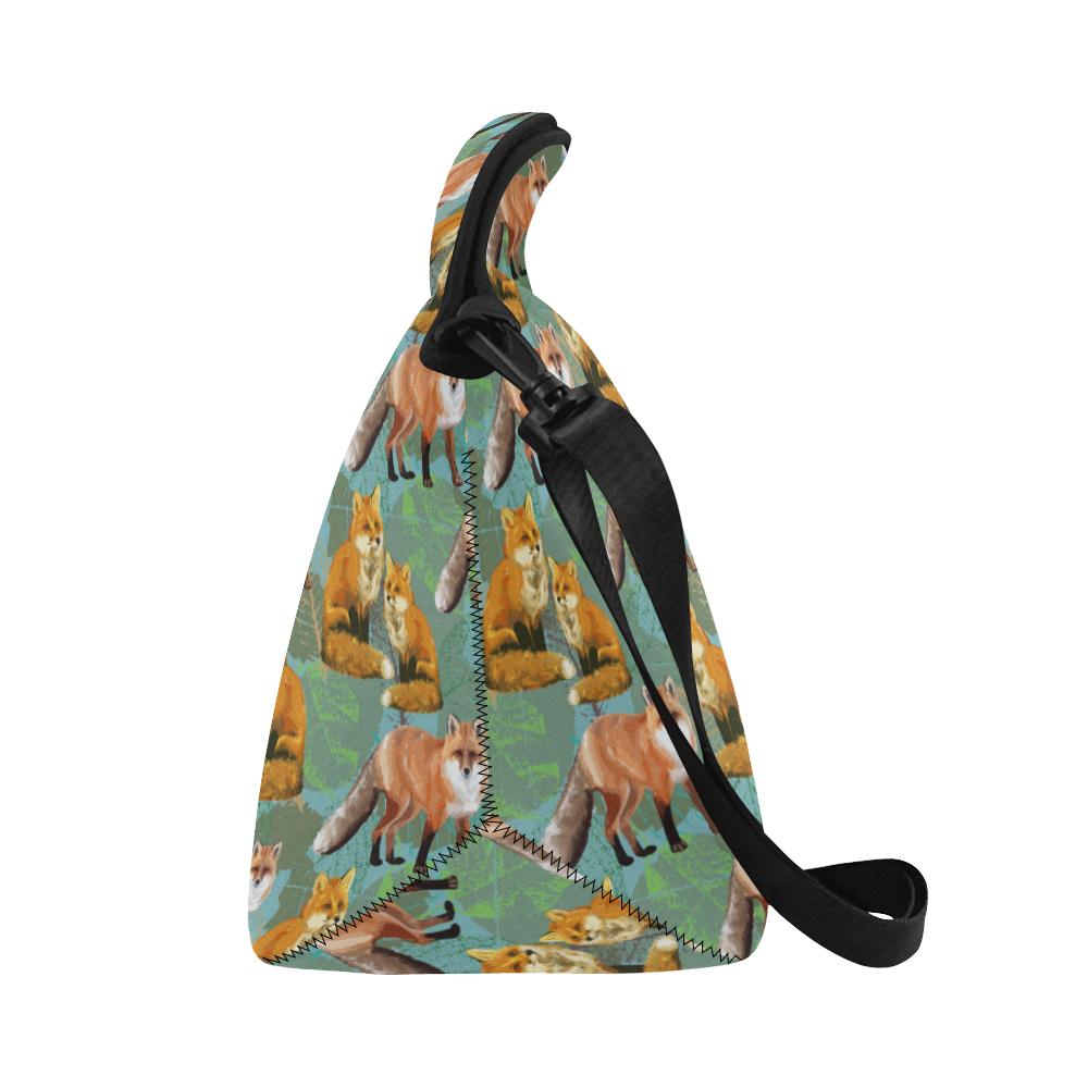 Fox Autumn leaves Themed Neoprene Lunch Bag (Model 1669)(Large)-JTAMIGO.COM