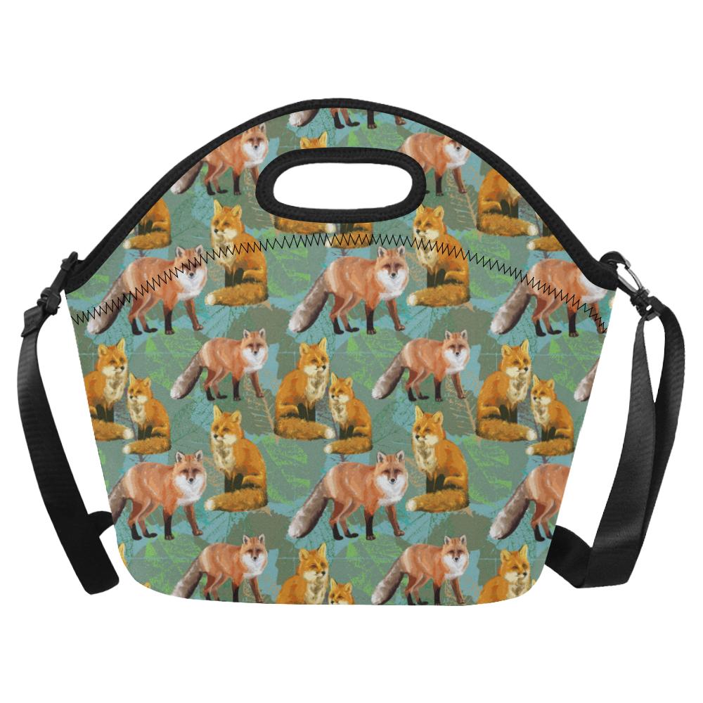 Fox Autumn leaves Themed Neoprene Lunch Bag (Model 1669)(Large)-JTAMIGO.COM