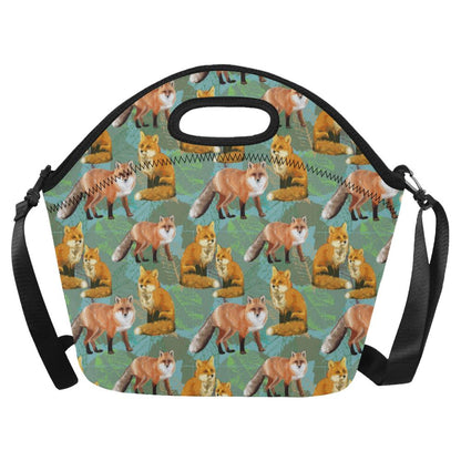Fox Autumn leaves Themed Neoprene Lunch Bag (Model 1669)(Large)-JTAMIGO.COM