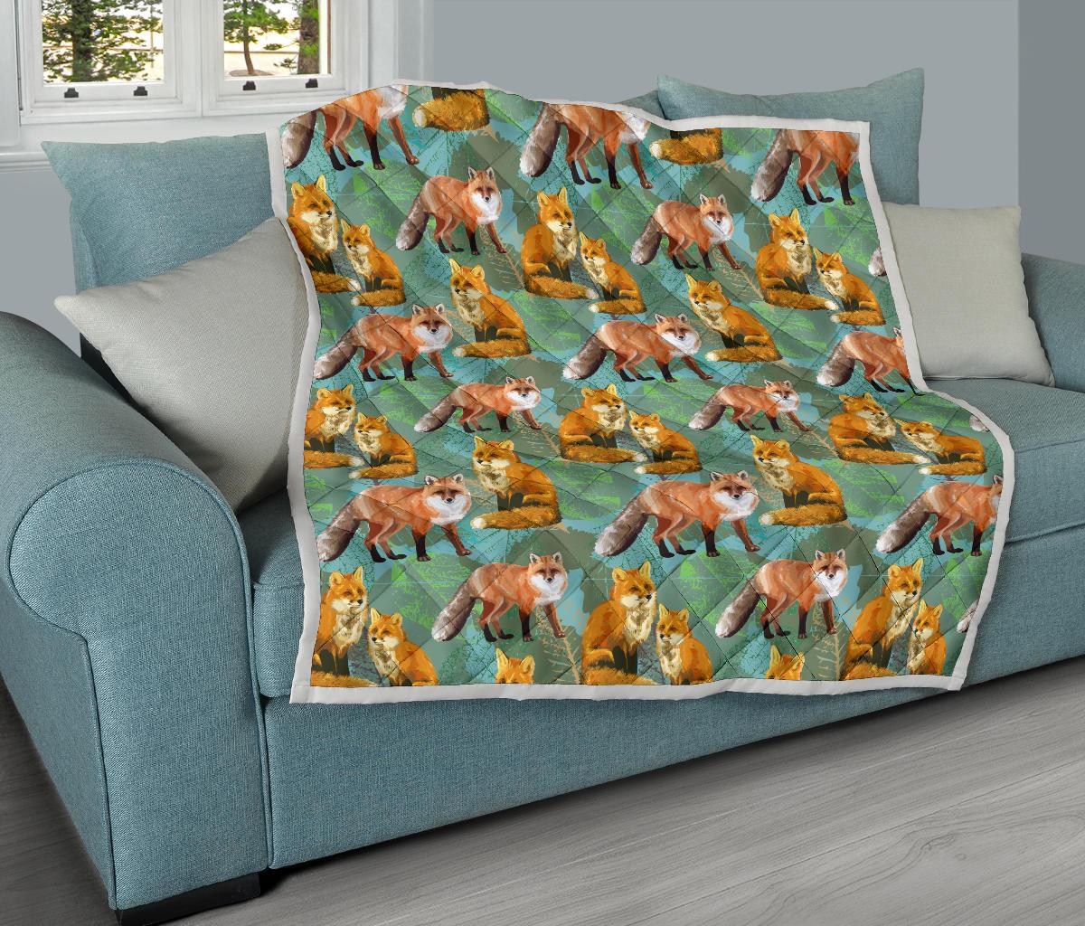Fox Autumn leaves Themed Premium Quilt-JTAMIGO.COM