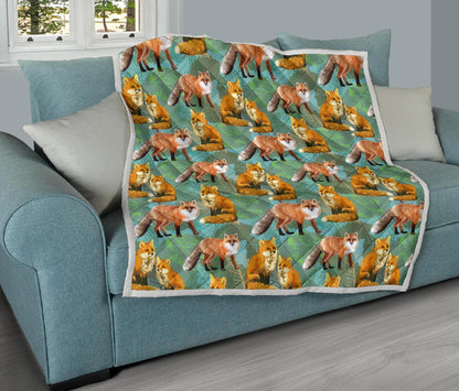 Fox Autumn leaves Themed Premium Quilt-JTAMIGO.COM