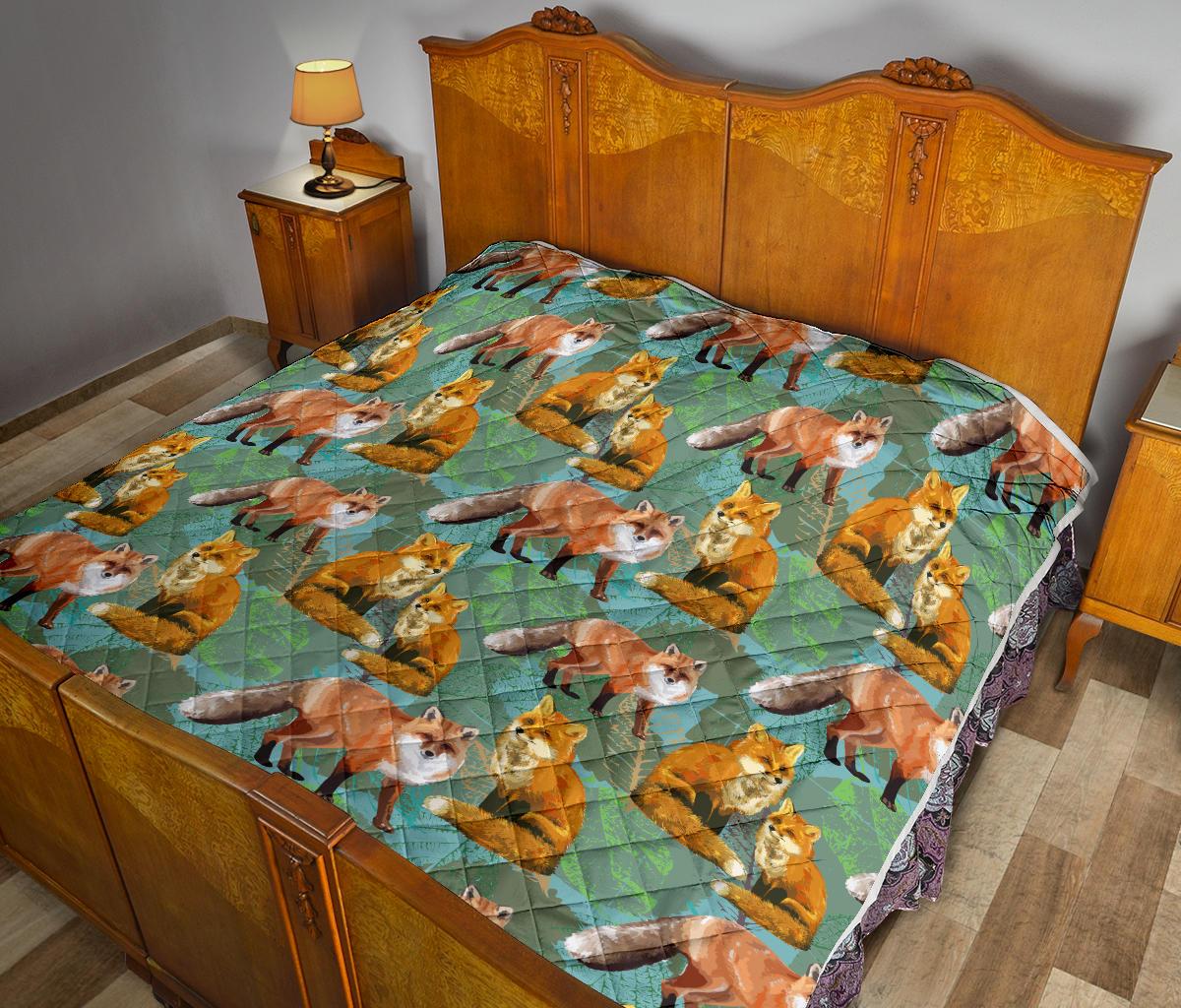 Fox Autumn leaves Themed Premium Quilt-JTAMIGO.COM