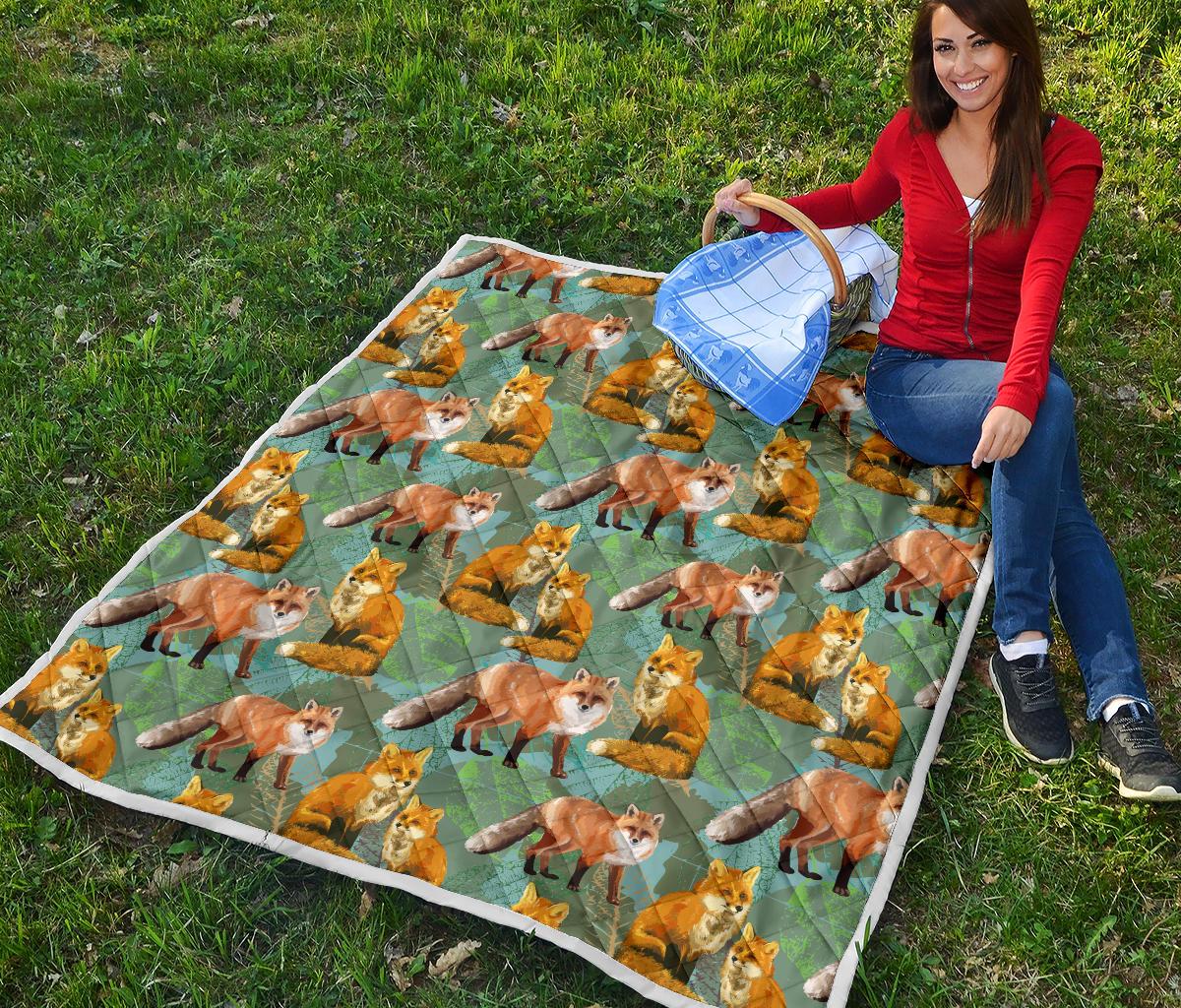 Fox Autumn leaves Themed Premium Quilt-JTAMIGO.COM