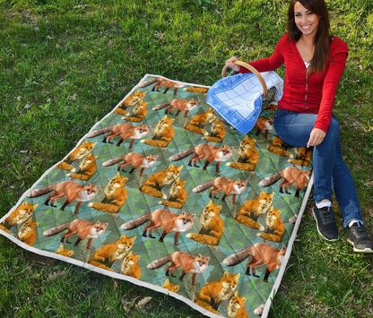 Fox Autumn leaves Themed Premium Quilt-JTAMIGO.COM