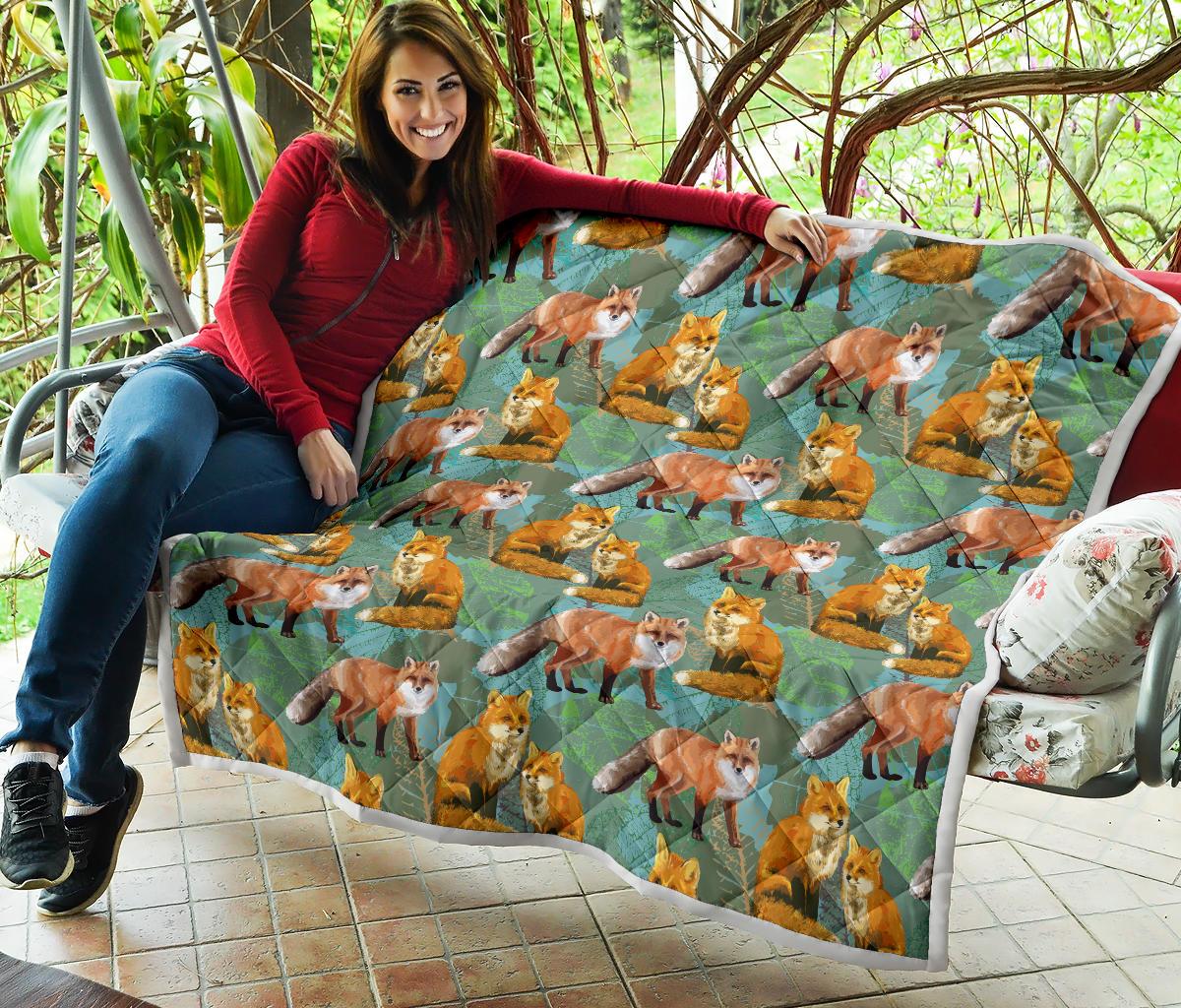 Fox Autumn leaves Themed Premium Quilt-JTAMIGO.COM