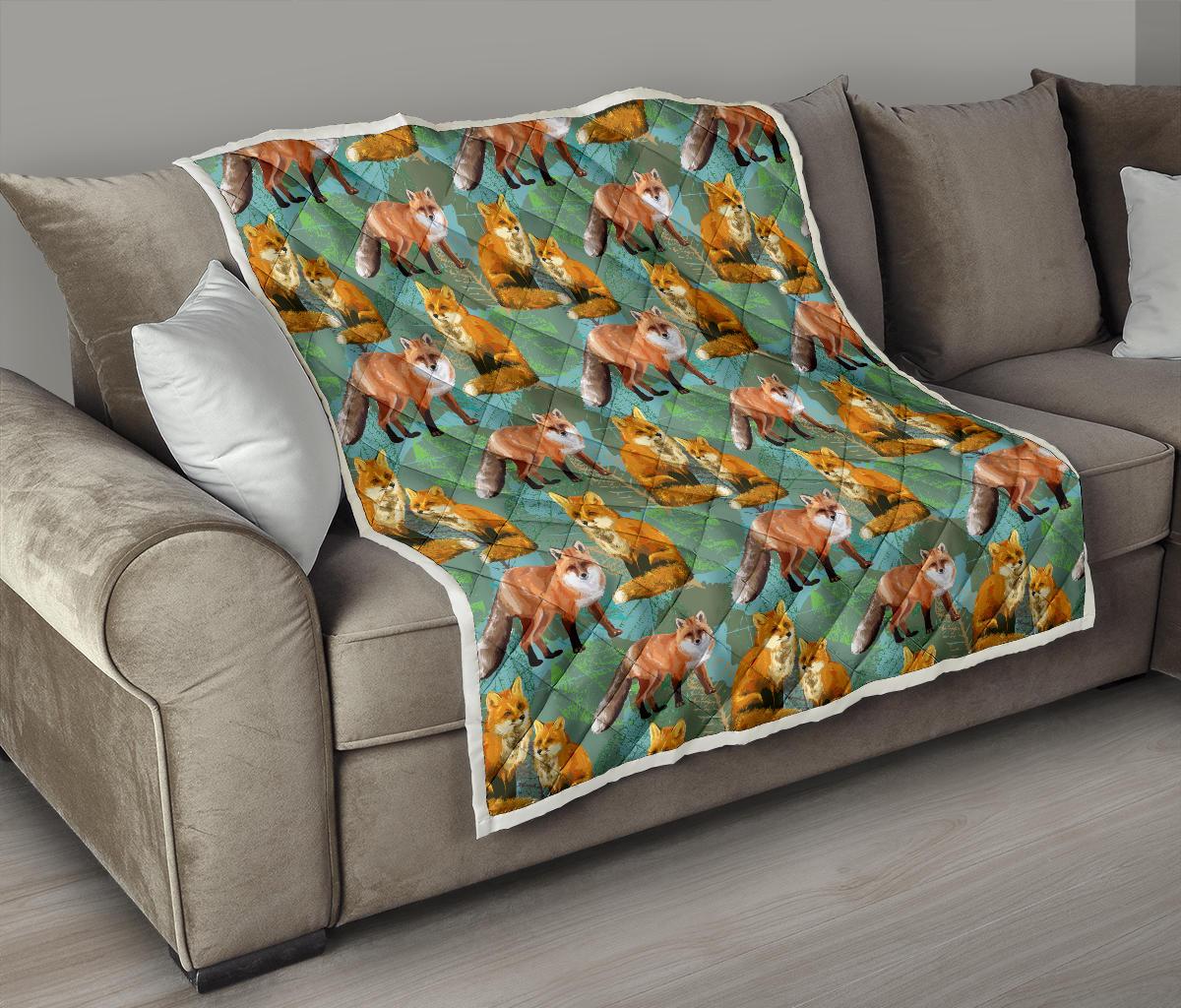 Fox Autumn leaves Themed Premium Quilt-JTAMIGO.COM