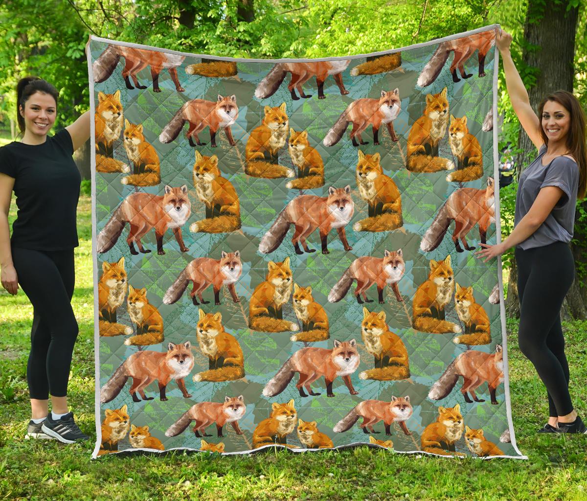 Fox Autumn leaves Themed Premium Quilt-JTAMIGO.COM