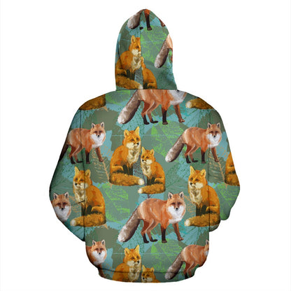 Fox Autumn leaves Themed Pullover Hoodie