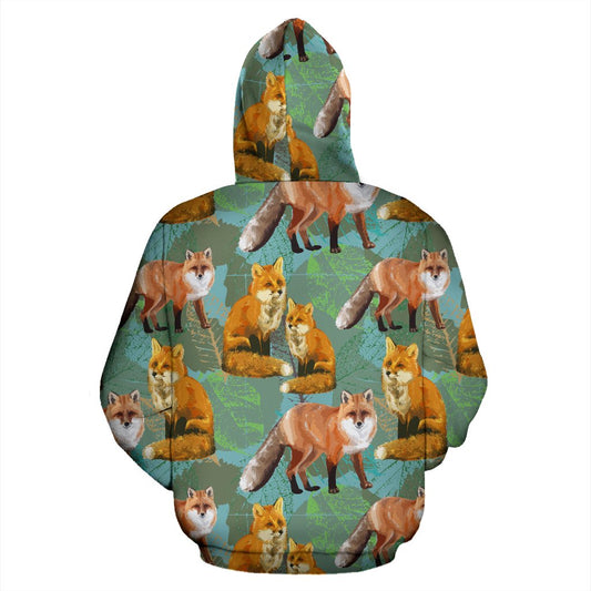 Fox Autumn leaves Themed Pullover Hoodie