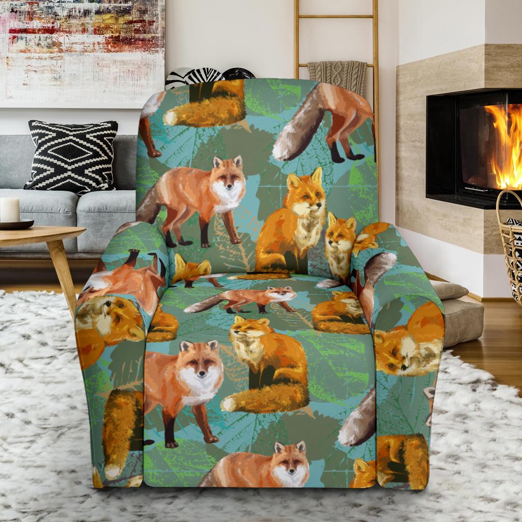 Fox Autumn leaves Themed Single Sofa Slipcover -JTAMIGO.COM