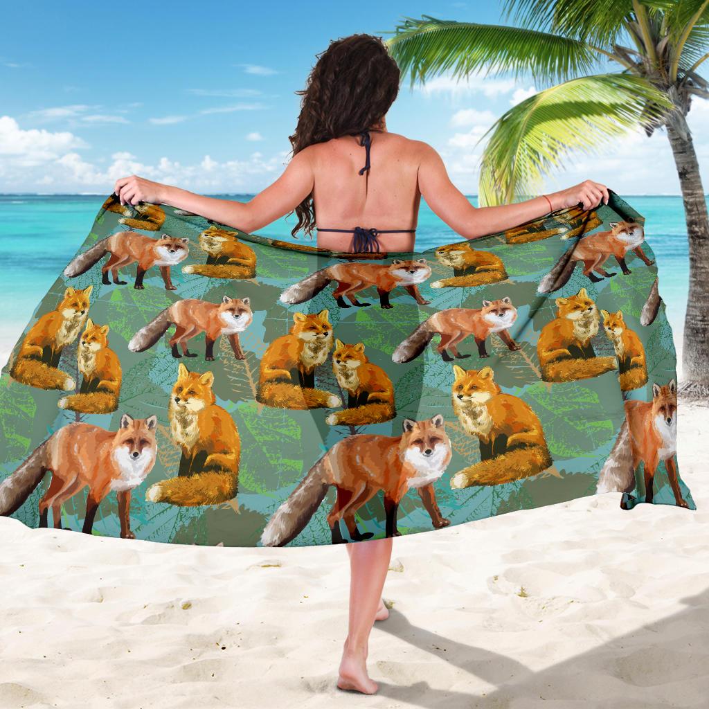 Fox Autumn leaves Themed Sarong Pareo Wrap