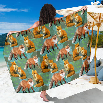 Fox Autumn leaves Themed Sarong Pareo Wrap