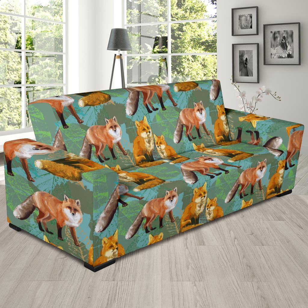 Fox Autumn leaves Themed Sofa Slipcover-JTAMIGO.COM