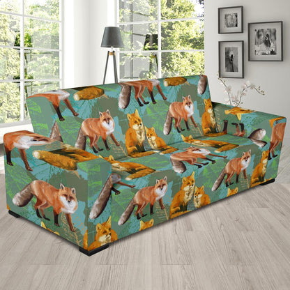 Fox Autumn leaves Themed Sofa Slipcover-JTAMIGO.COM