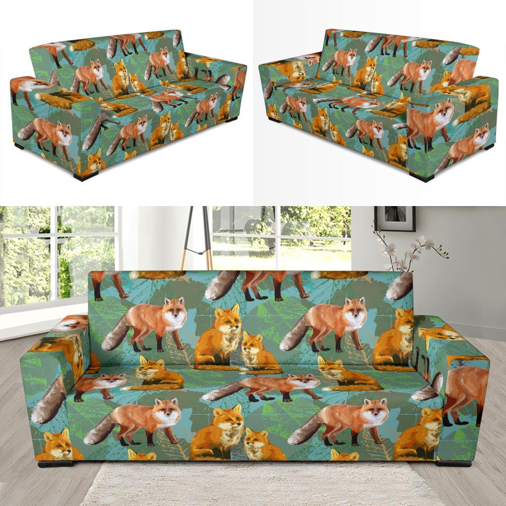 Fox Autumn leaves Themed Sofa Slipcover-JTAMIGO.COM