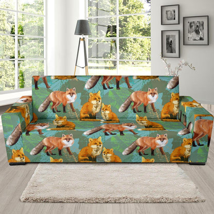 Fox Autumn leaves Themed Sofa Slipcover-JTAMIGO.COM