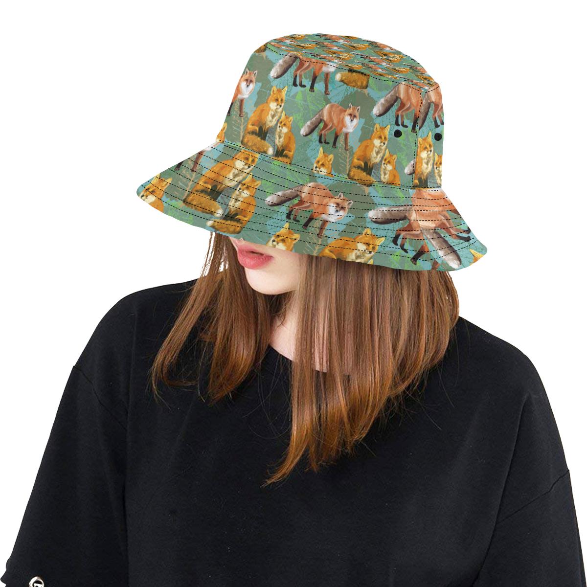 Fox Autumn leaves Themed Unisex Bucket Hat