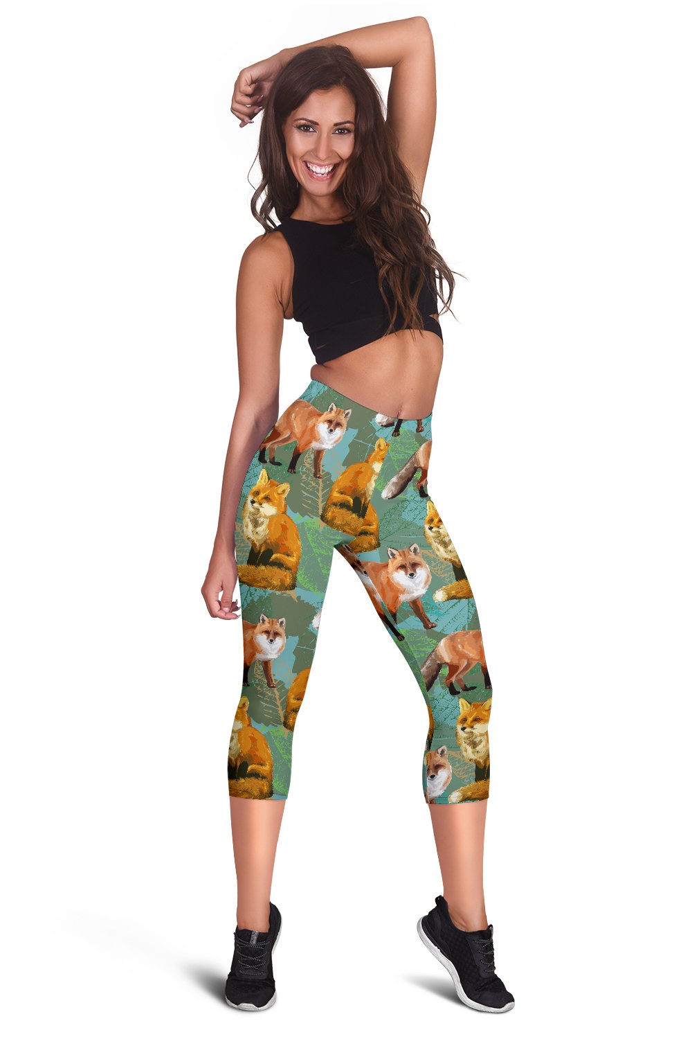 Fox Autumn leaves Themed Women Capris