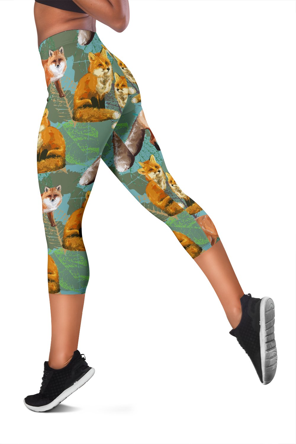 Fox Autumn leaves Themed Women Capris