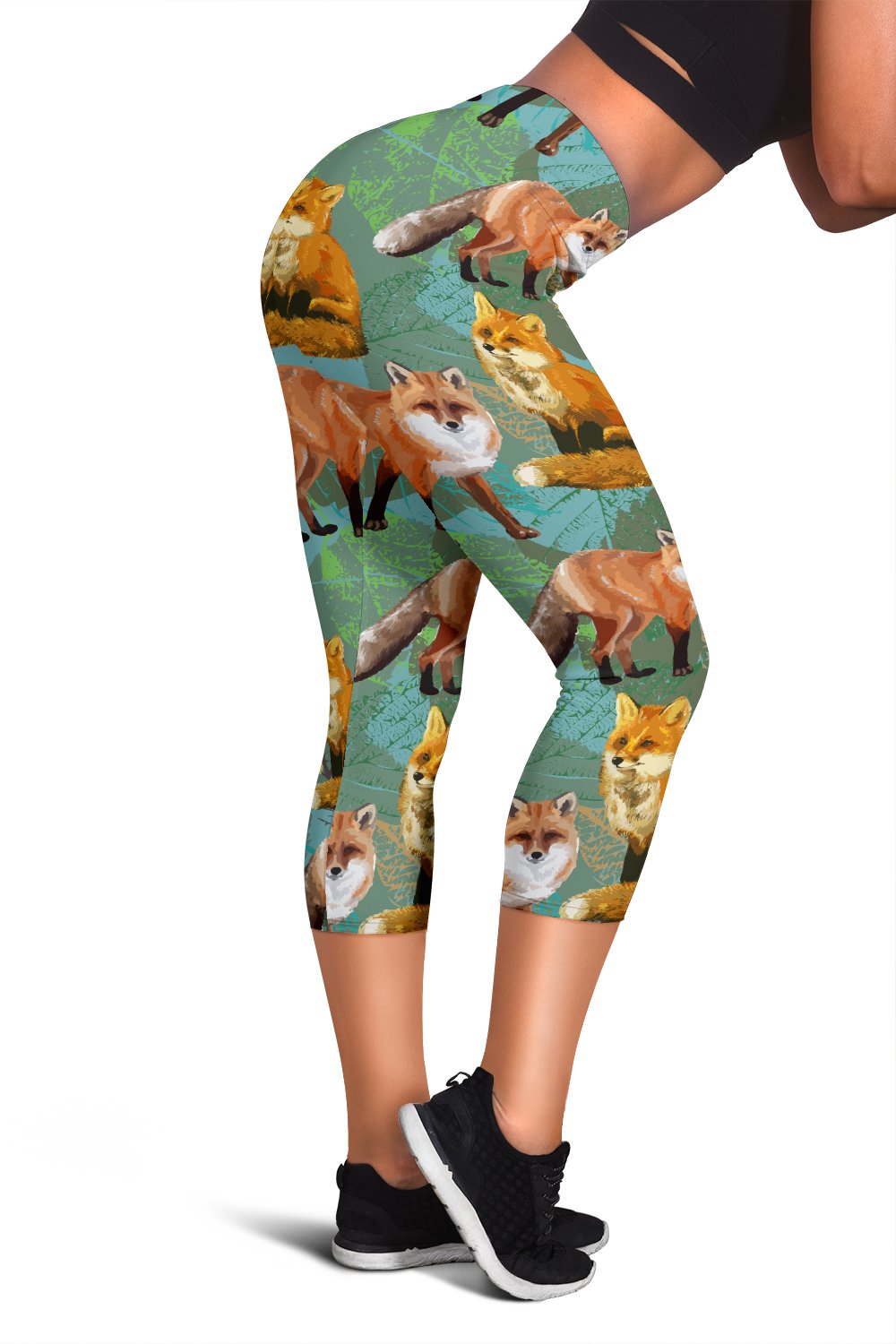 Fox Autumn leaves Themed Women Capris