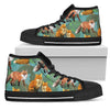 Fox Autumn Leaves Themed Women High Top Shoes