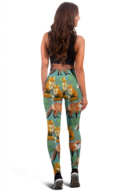 Fox Autumn leaves Themed Women Leggings