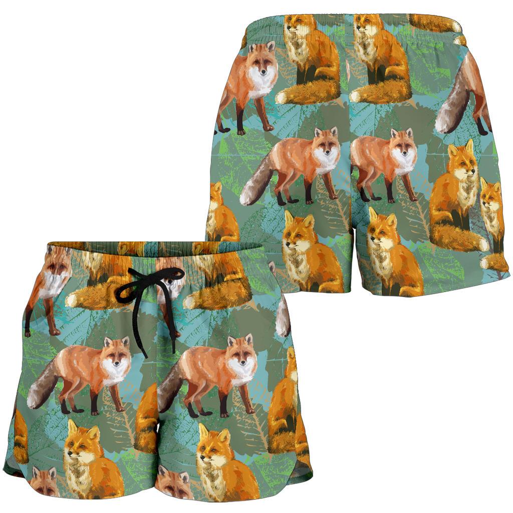 Fox Autumn leaves Themed Women Shorts-JTAMIGO.COM